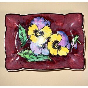 ROYAL DOULTON Porcelain Hair Pin Tray Dish Vanity Pansy 1950s D.6402 7922